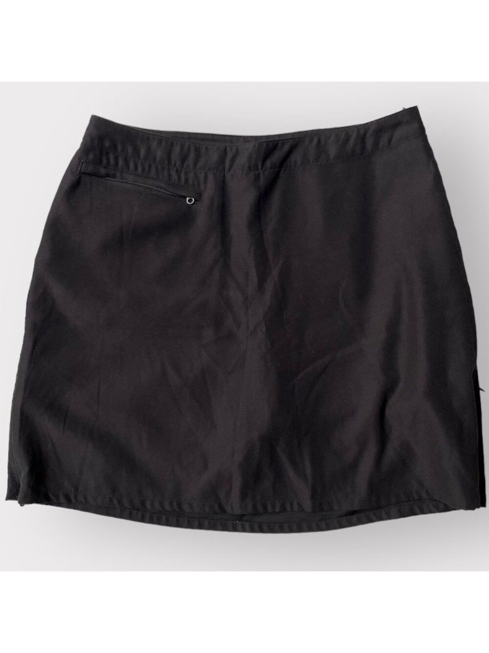 Patagonia Size 10 Black Duway Athletic Outdoor Golf Side Slit Mini Skirt Skort